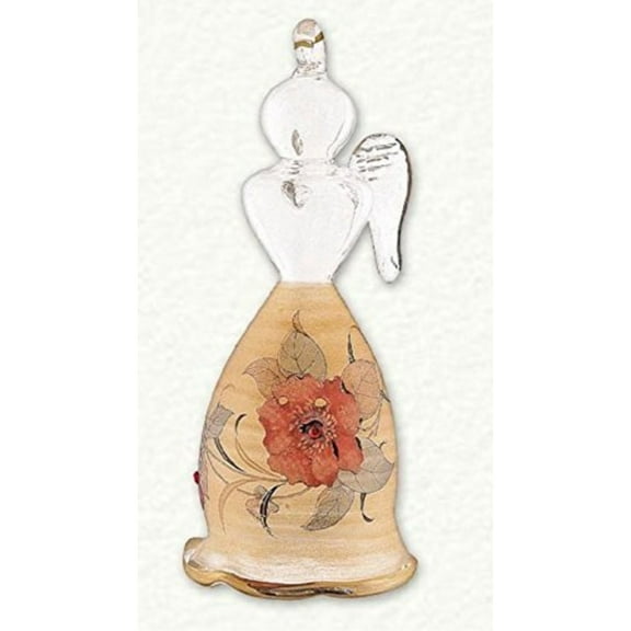 Gold Angel with Rose Flower Design Egyptian Glass Christmas Ornament Made Egypt