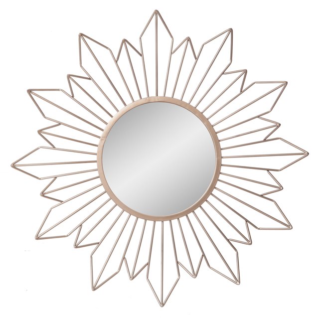 Gold Angular Round Sunburst Wall Accent Mirror 13"x13" by Patton Wall