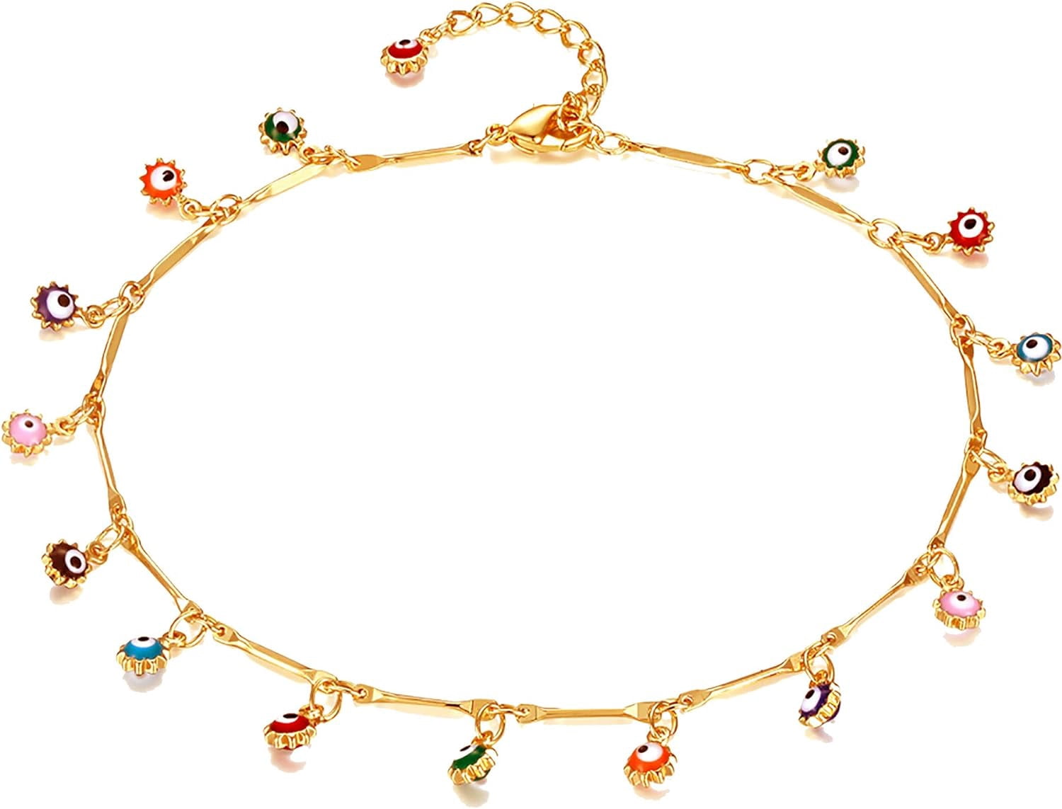 3-Piece 14K Gold Plated Anklet Set For Women - Cuban Link & Herringbone Designs, Waterproof & Adjustable