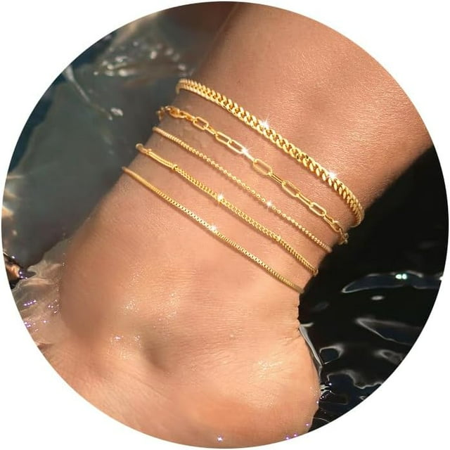 Gold Ankle Bracelets For Women, 14K Gold/Silver Ankles For Women