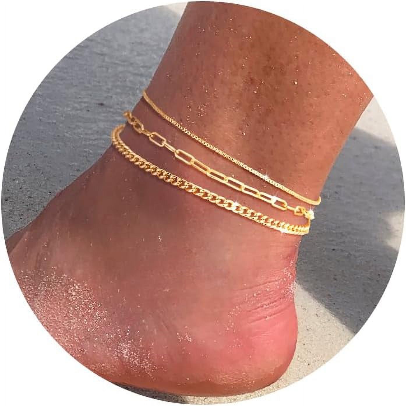 Gold Ankle Bracelets For Women, 14K Gold/Silver Ankles For Women