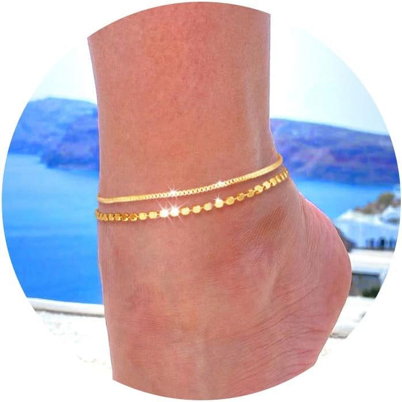 Gold Ankle Bracelets For Women, 14K Gold/Silver Ankles For Women