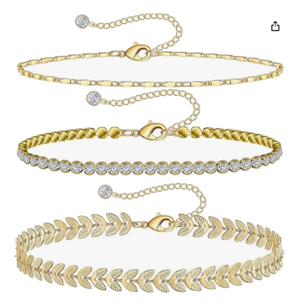 Heart Rhinestone Ankle Bracelets For Women, Adjustable Silver Shiny Tennis Anklets Twinkle Cubic Zircon Diamond Anklet Foot Chain Jewelry Gifts O1020