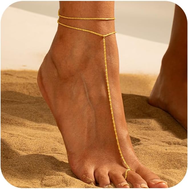Summer Outfits 2 Cavigliere Donna Oro – Impermeabili E Anallergiche – Stile Boho Con Campanelle E Tasselli – Gioielli Da Spiaggia - 3