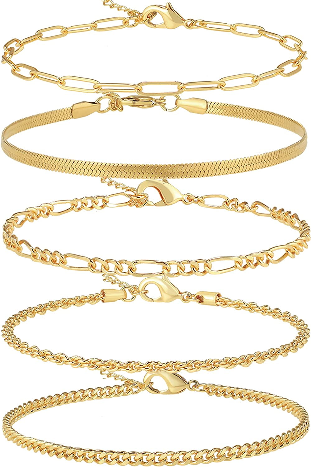 Gold Ankle Bracelets for Women Adjustable 14K Gold Cuban Link Anklet