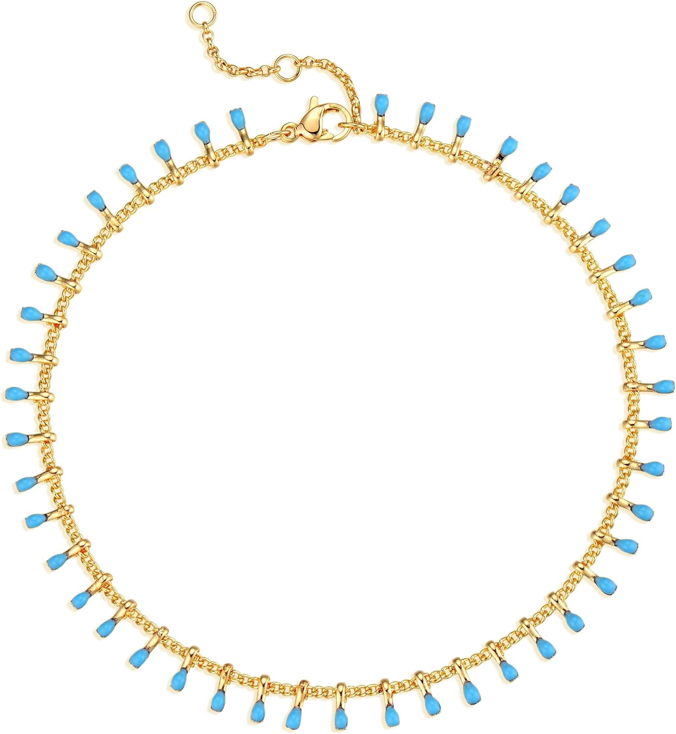 Gold Anklets For Women 14K Gold Plated Tiny Bead Anklet Green Rose Colorful Cubic Zirconia Tassel Foot Chain Dainty Adjustable Cute Anklets Summer Beach Boho Anklets Jewelry[o1303]