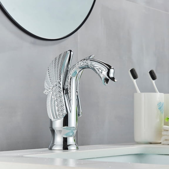 Gold/Antique Bronze/Chrome Short Creative Swan Shape Basin Sink Faucet Single Handle Deck Mount Hot Cold Water Mixer Tap