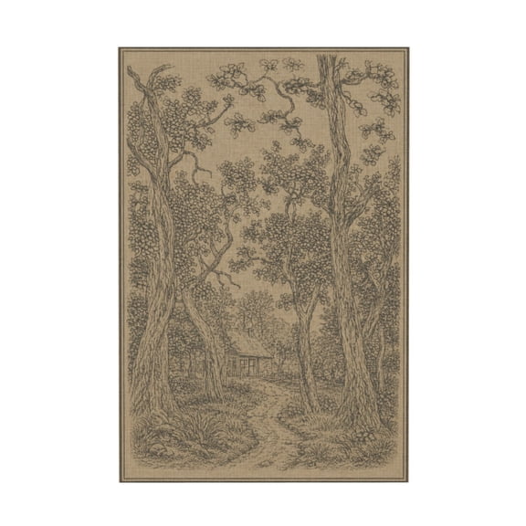Gold Antique Landscape Sketch Canvas Wall Art Vintage Dark Moody Country Farmhouse Decor For Bedroom Or Kitchen Shelf 12*18in