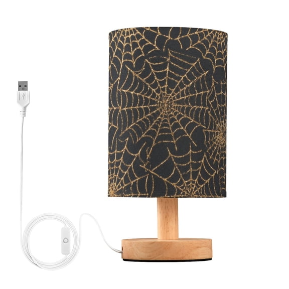 Gold Araneid Net Flat Pattern Table Lamp with USB Port LED Warm Light Lamp Night Light Home Decor