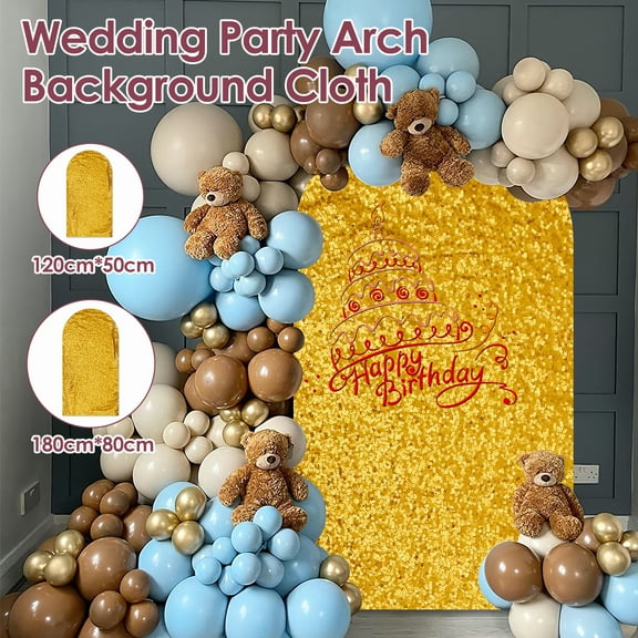 Gold Arch Cover Sequin 1.64x4FT Spandex Arch Cover Wedding Arch Cover Backdrop Fabric Arched Wall Cover Shimmer Arch Backdrop Stand Cover for Shiny Celebration Party Arch Decorations