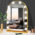 thumbnail image 1 of Gold Arch Hollywood Vanity Mirror with Lights Dimmable 3Color 12 Bulbs Hollywood Vanity Lighted Mirror for Bedroom Wall Detachable Base Stand X10 Magnifying Arch Vanity Makeup Desk Table Mirror, 1 of 7