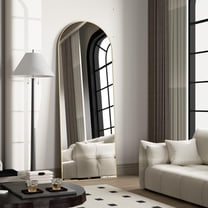 Gold Arched Full Length Mirror, 56x16 Inch Floor Mirror with Stand for Bedroom, Living Room