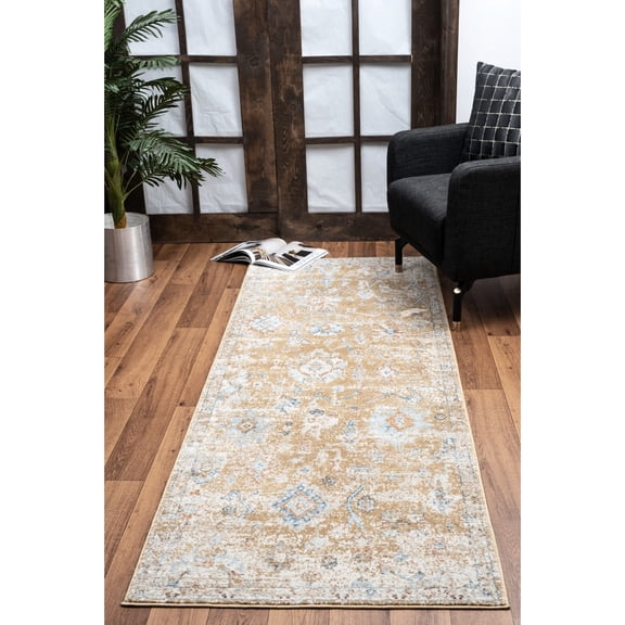 Gold Area Rug, 0.31 Pile Height / Durable, Entryway and Living Use