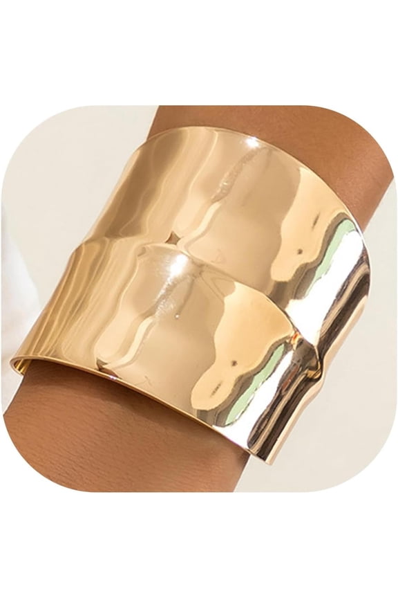 Gold Arm Cuff Bracelets for Women Chunky Bangles Hammered Bracelet Wide Vintage Open Thick Cuff Jewelry Gift