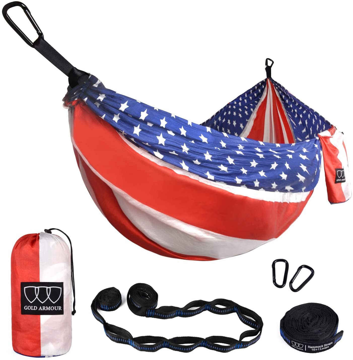 Gold Armour Camping Hammock - Extra Large Double Parachute Hammock Flag