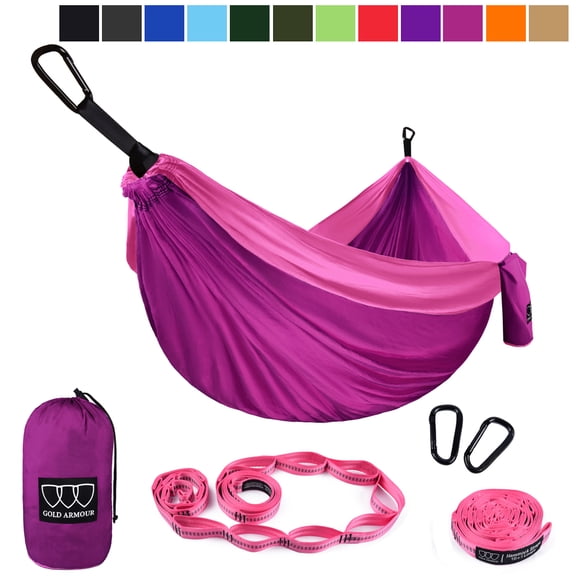 Gold Armour Camping Hammock - Extra Large Double Parachute Hammock Pink