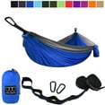 thumbnail image 1 of Gold Armour Camping Hammock - Single Parachute Hammock, USA Brand Lightweight Nylon Portable Adult Kids Best Accessories Gear (Blue & Grey), 1 of 1