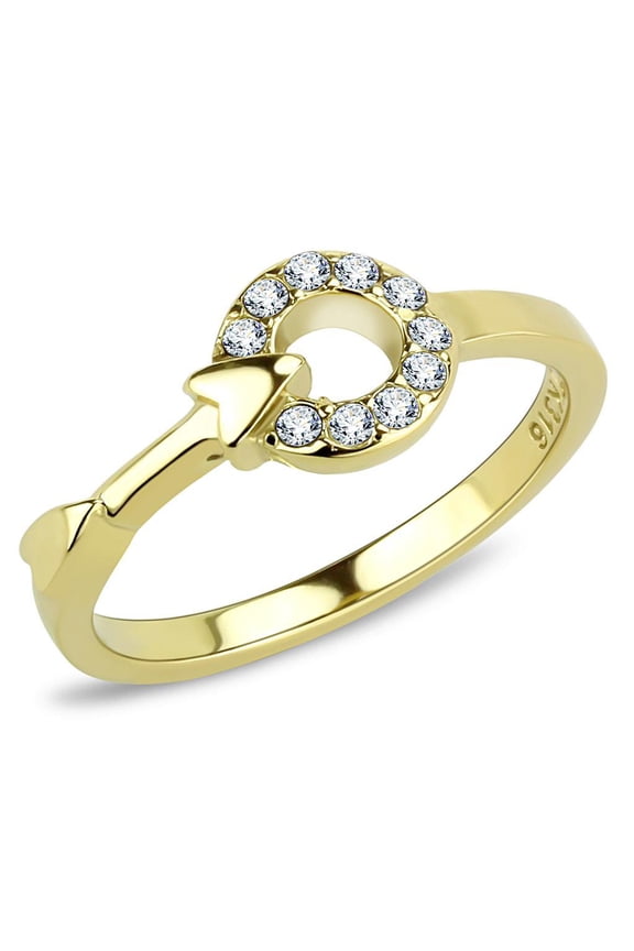 Gold Arrow Womens Ring Stainless Steel Anillo Flecha Color Oro Para Mujer Acero Inoxidable