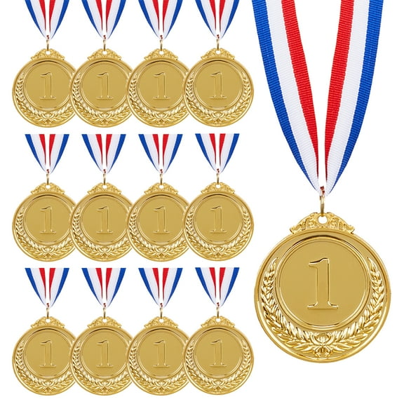 Gold Award Medals - LINKPEACE Gold Silver Bronze Medals with Neck Ribbon, Steel Metal for Party Favor Decorations and Sports Awards 1st 2nd 3rd Place(Diameter 2.56in)