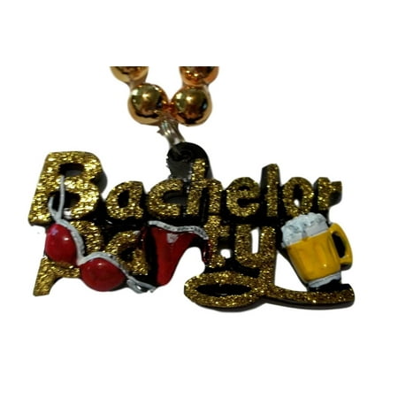 Gold Bachelor Party Mardi Gras Necklace Beads Bead Beer