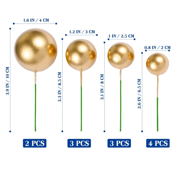 Gold Decor Cupcake Ornament Cupcake Toppers Ornaments Dessert Decorations Creative Cake Picks Ball Shape Cake Topper