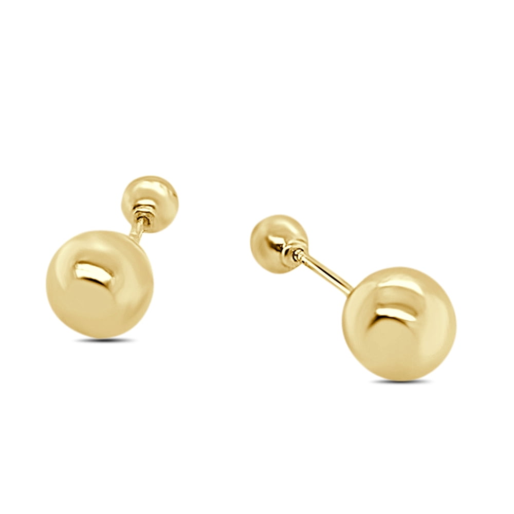 Gold Ball Earrings for Women 10K Yellow Gold with Screw on Posts Gift
