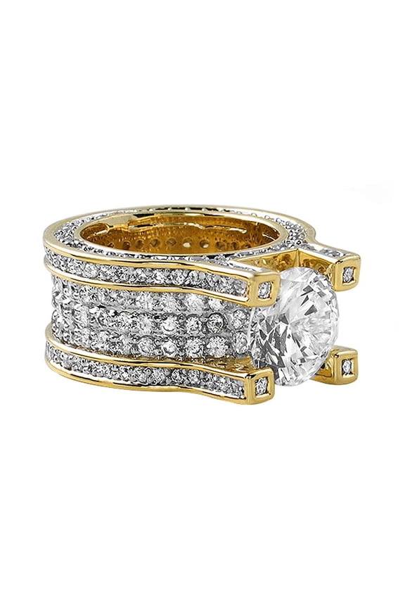 Gold Baller Solitaire Eternity Iced Out Ring (8)
