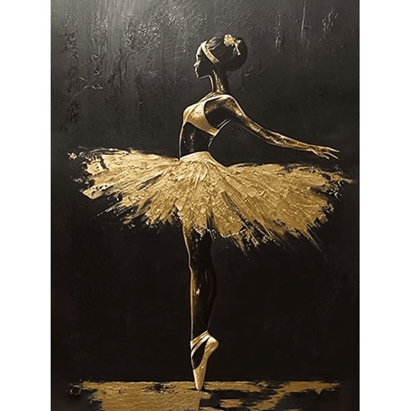 Gold Ballerina Canvas Wall Art Perfect for Living Room Gallery Wall Dance Studio and Office Decor.