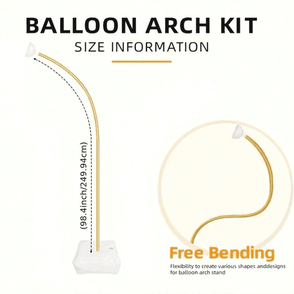 Unbranded Balloon Arch Kit Flexible Reusable Frame Gold 8.2FT with Water Base 1 Count