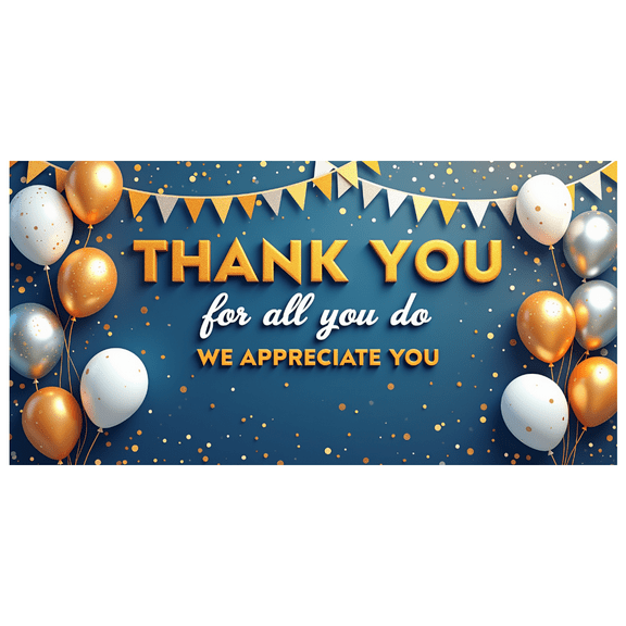 Gold Balloon Thank You Banner Decorative Support Appreciation Decoration for Employee Corporate Party