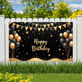 thumbnail image 1 of Gold Balloons Birthday Banner Black Background Star Design Party Backdrop Celebration Decoration for Birthday Party Event Indoor Decor, 1 of 8