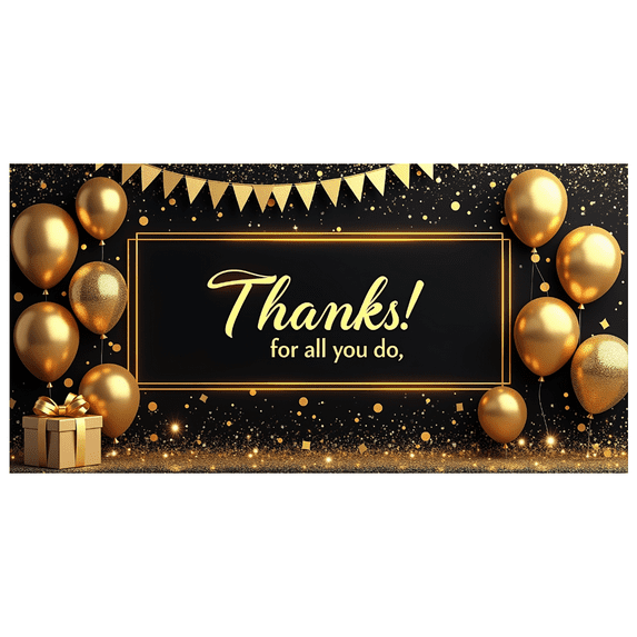 Gold Balloons Thank You Banner Decorative Design Appreciation Banner for Office Party Employee Celebration Indoor Decoration