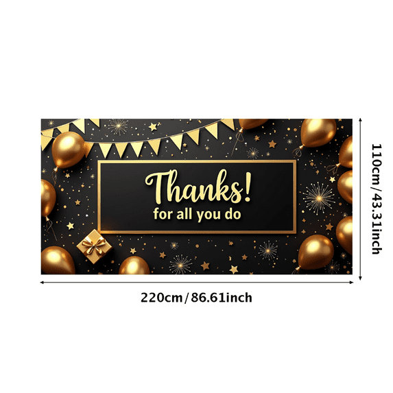 Gold Balloons Thank You Banner Decorative Design Appreciation Banner for Office Party Employee Celebration Indoor Decoration