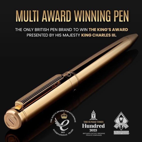 Gold Ballpoint Pen - Stunning Luxury Pen, Real Gold Plating, Schmidt Black Refill, Best Ball Pen Gift Set for Men & Women, Professional Executive Office, Nice Fancy Designer Pens