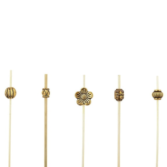 Gold Bamboo Luxury Metal Beaded Pick - 4" - 1000 count box