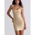 thumbnail image 1 of Gold Bandage Mini Dress Scoop Neck Sleeveless Bodycon Party Dress, 1 of 8