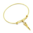thumbnail image 1 of 925 Sterling Silver Soulmate Bracelet, Gold Overlay, Medium Bangle, Gift for Her, Medium Charm, Clear CZ Stone, Double Adjustable, 1 of 4