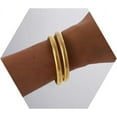 thumbnail image 1 of Gold Bangles for Women Chunky Stretch Bangles Bracelets Set 18K Gold Plated Stainless Steel Link Chain Bracelets Flexible Wide Wristband Bracelets Set of 3 Jewelry Gifts for Women, 1 of 6