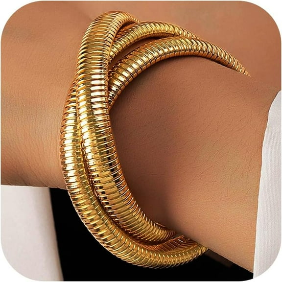 Gold Bangles for Women Bangle Bracelets Chunky Bangles Bracelets Non Tarnish Gold/Silver Bracelet for Women Trendy Jewelry Gifts