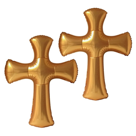 Gold Baptismal Cross Balloon,Easter Party Decoration for Kids Baby Shower(2pcs)