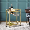 thumbnail image 1 of Tekola Gold Bar Cart, Beverage Cart with Wheels, Bar Cart for The Home, 2-Tier Drink Cart with Wine Rack and Glass Holder, Kitchen, Dining Room, Gold RCJ63B01Z, 1 of 6