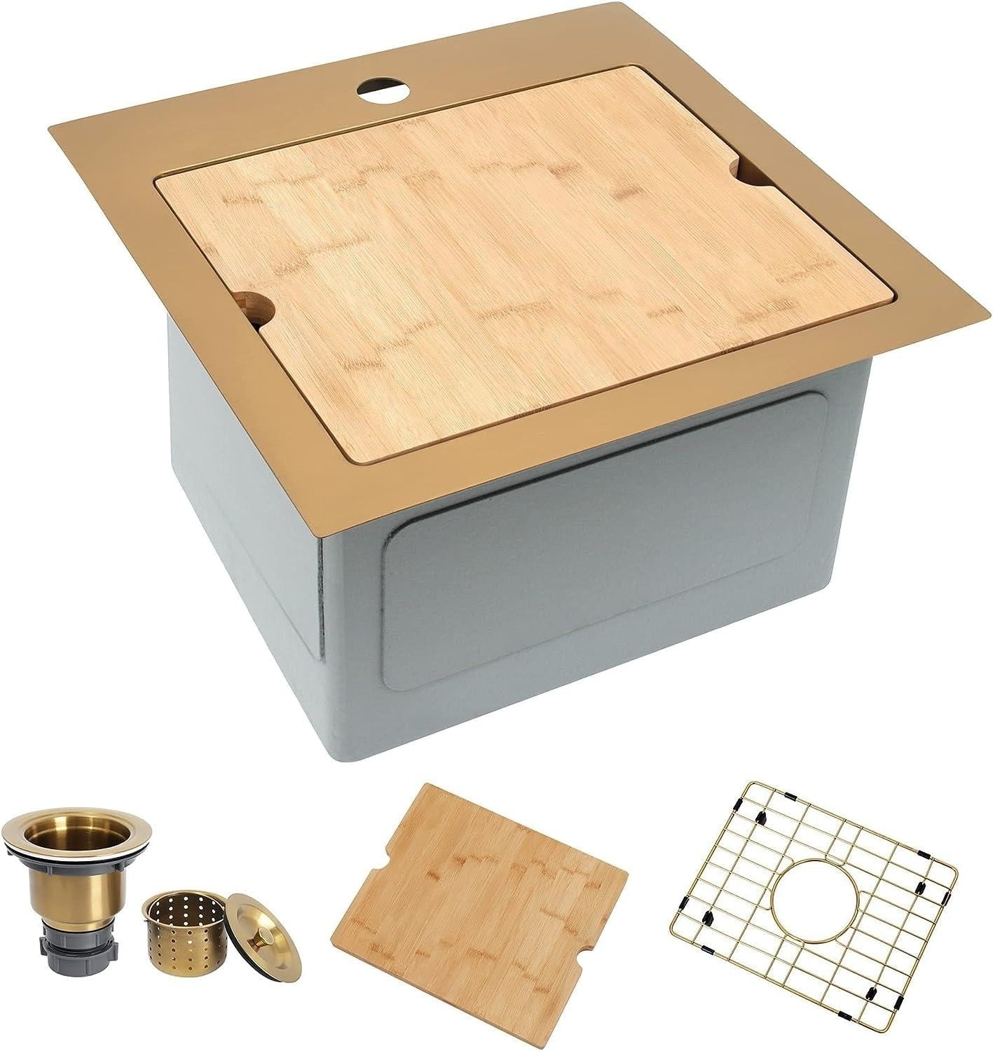 Gold Bar Sink,17 X 17 Inch Bar Sink Drop in,Handmade Small Bar Sink,Bar