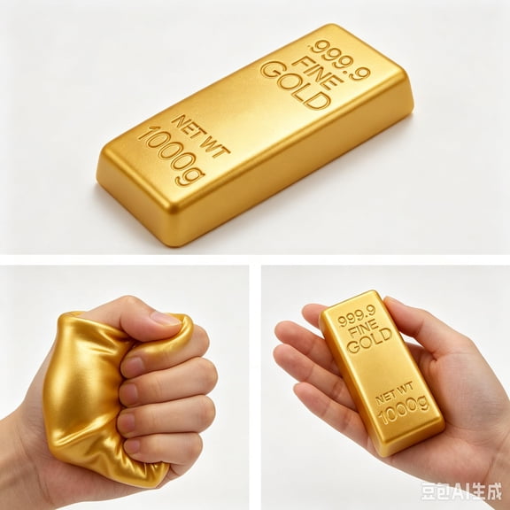 Gold Bar Squishy Toy, Soft Slow Rising PU Gold Brick Fidget Toy, Novelty Desk Decor for Tactile Play, Collection and Gift