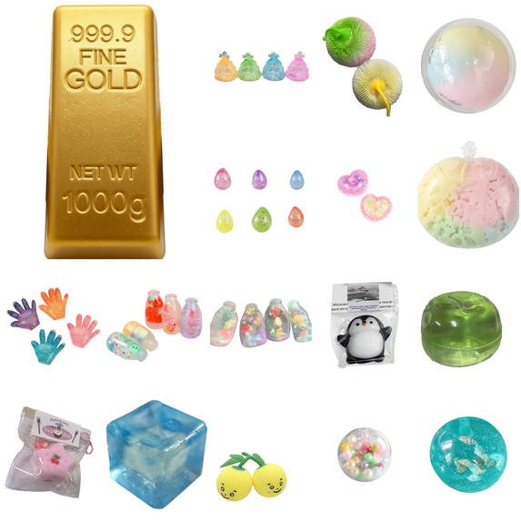 Gold Bar Squishy Toys, Ultra-Soft Slow Rising Stress Relief Fidget Toy Set, Sensory Squeeze Balls for Desk Travel Office Home Party Favors Classroom, Fun Gift for Stress Relief