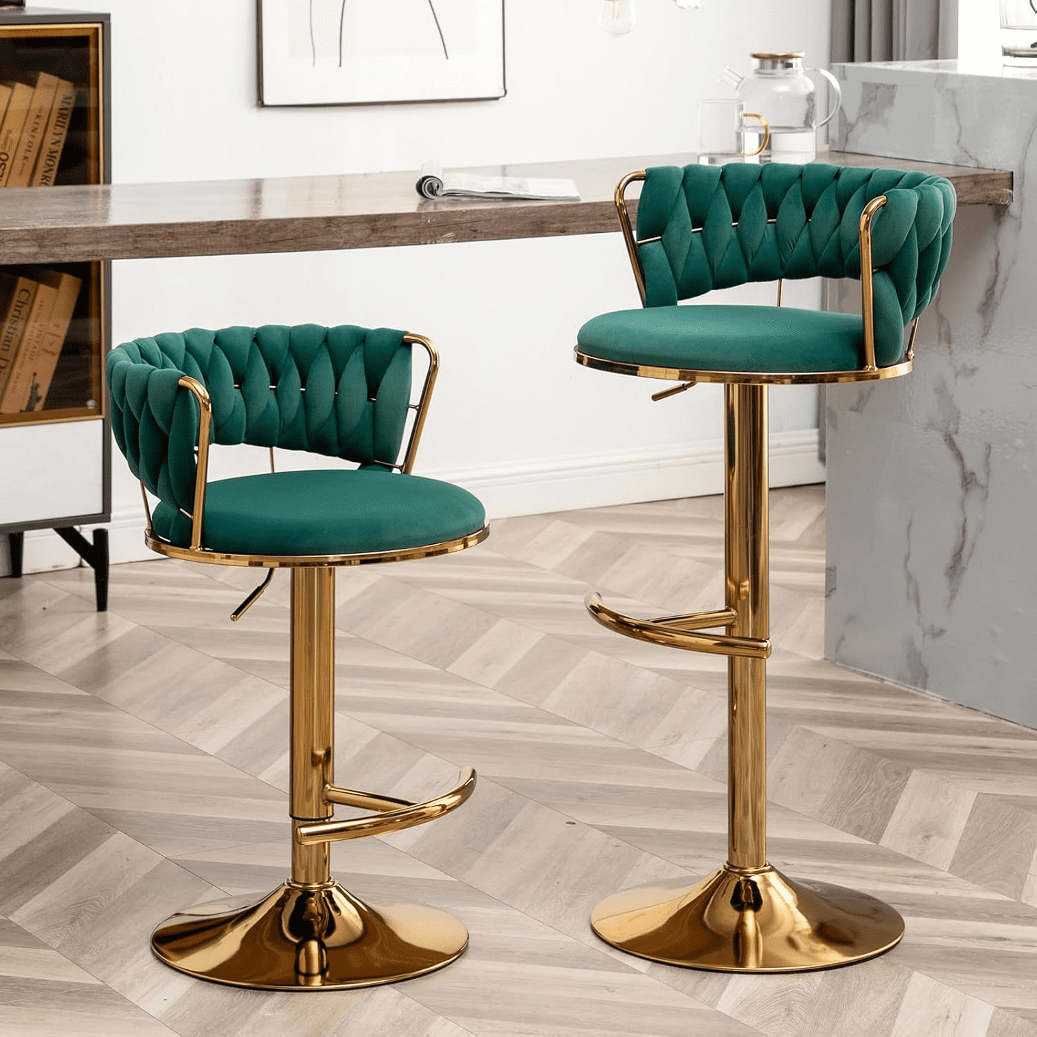 Gold Bar Stools Counter Height Bar Stools with Low Back Velvet