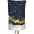 thumbnail image 1 of Gold Bath Towel  Blue Marble Abstract Beach Towels Soft Absorbent Washcloths Quick Dry Luxury Hotel Quality Towelling for Adults Kids Bathroom Spa Gym Swimming 31.5 x 51.2 Inch Oversized, 1 of 13
