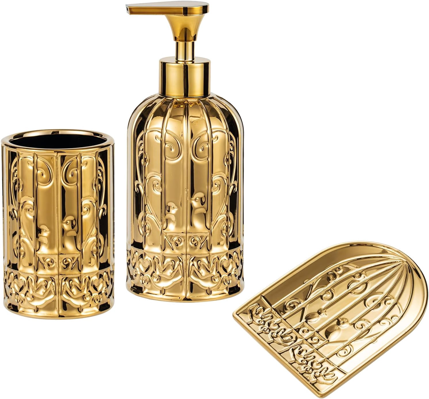 Gold Bathroom Accessory SetModern Bathroom Decor. Gold Soap Dispenser ...
