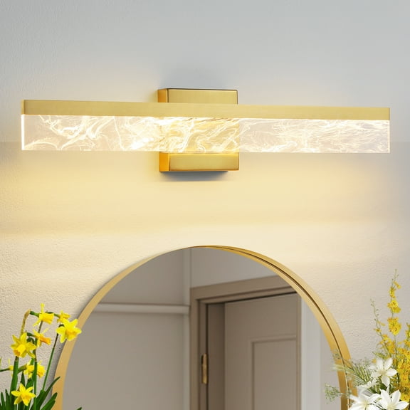Gold Bathroom Light Fixtures 24 inch Dimmable Metal Wall Sconce Fixtures Over Mirror LED Vanity Light Bar for Restroom Mirror 3000K Warm White Light