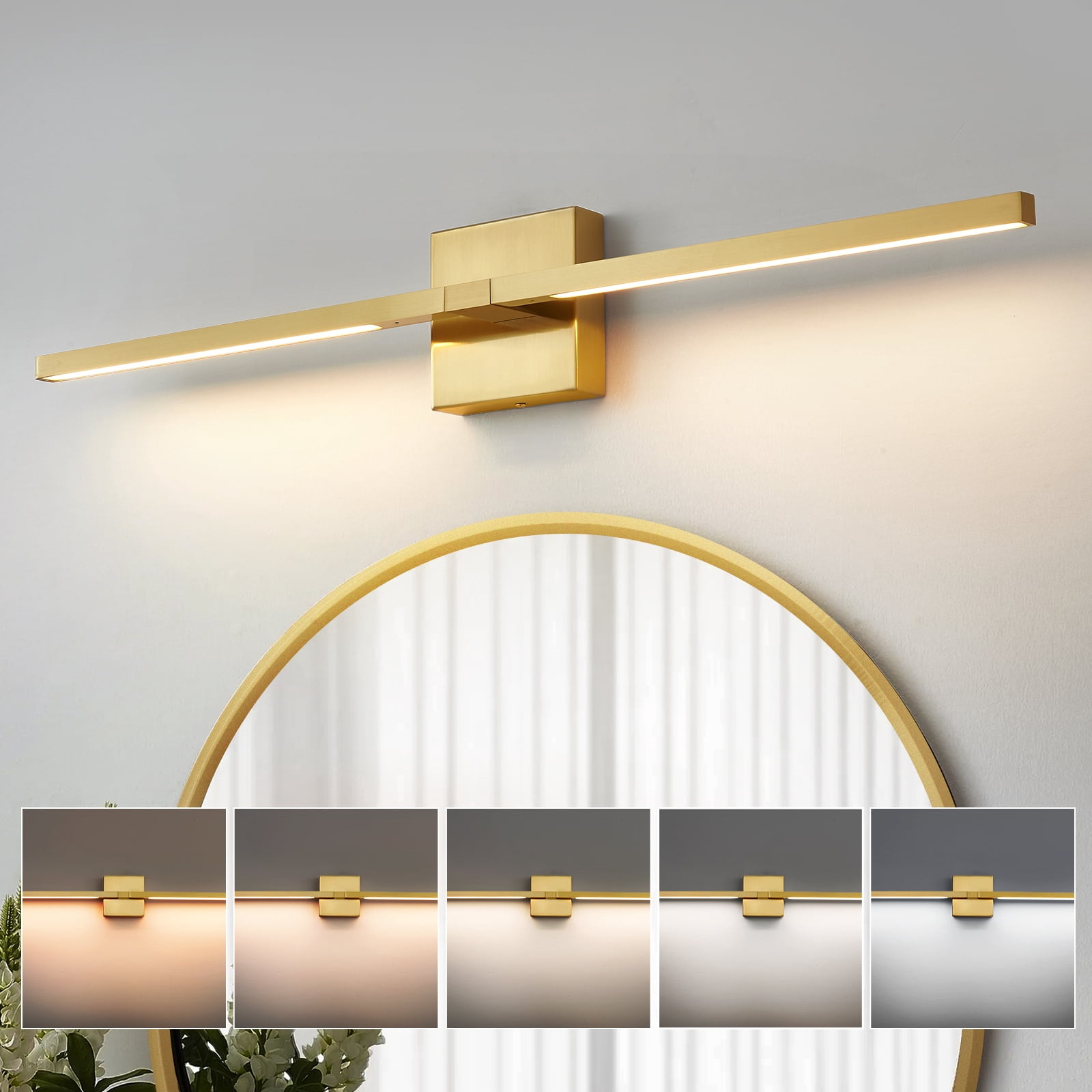 KAISITE 30 inch Bathroom Light Fixtures 360° Rotatable Dimmable  Vanity Light with 3500K Warm Light