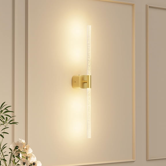 Gold Battery Operated Wall Sconce Rechargeable Wireless Wall Light with Remote & Touch Control, 360 Rotatable, 23.62 Inch, 1-Pack for Bedroom Living Room